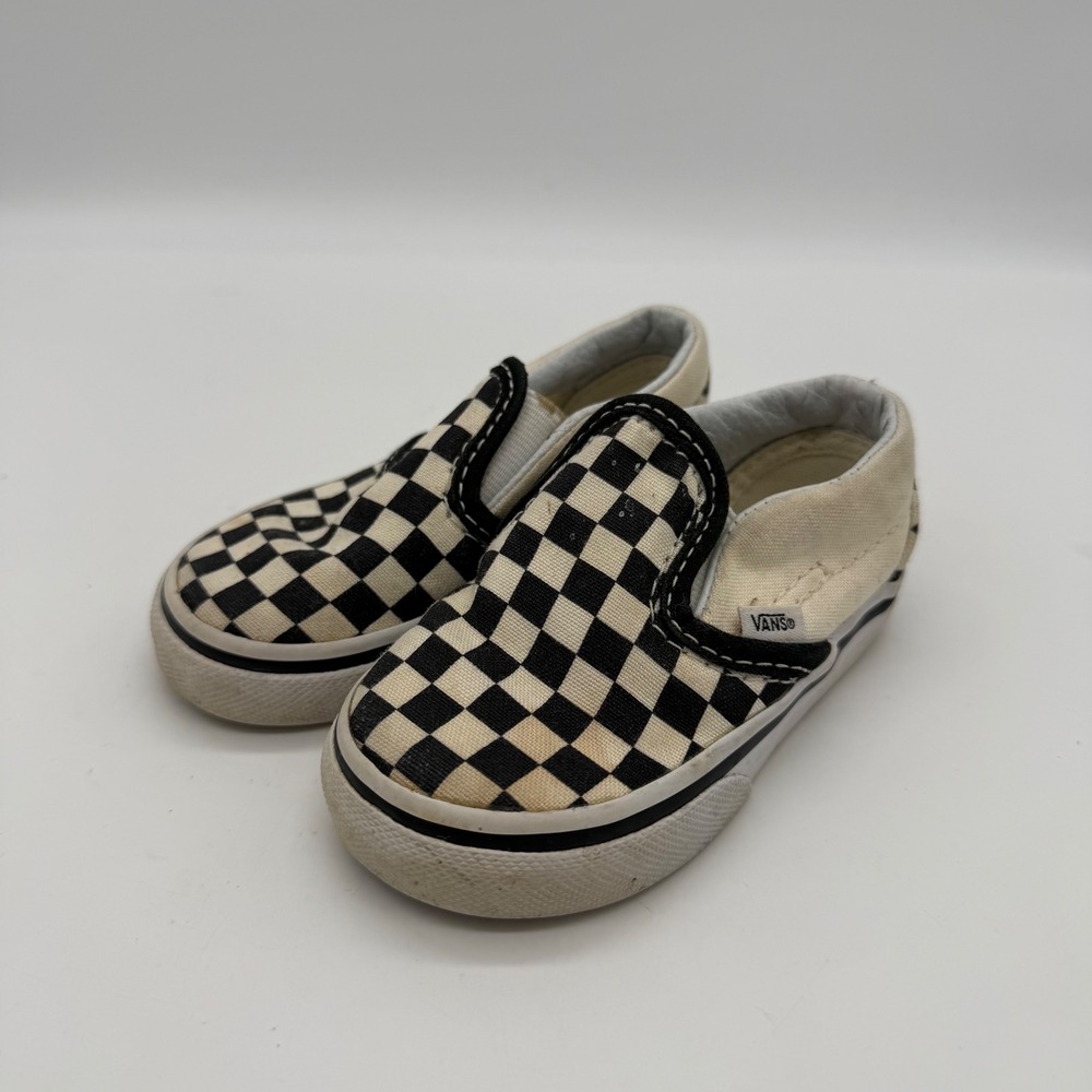 Vans Classic Slip-On Checkerboard Black White Toddler Size 5.0